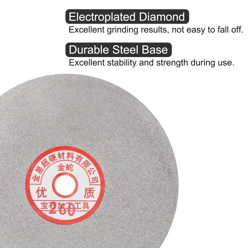 uxcell Diamond Sanding Grinding Disc, 6-Inch (150mm) Grit 260 5/8" Arbor Hole, Flat Lap Disk Polishing Discs Abrasive Wheel for Gemstone Tile Porcelain Glass Stone Metal - Image 4